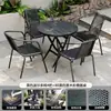 Mesa Dobrável Mesas e Cadeiras de Exterior Pátio Casa Barraca Simples Mesa Quadrada Pequena Mesa Redonda Portátil Mesa de Jantar e Cadeiras Combinação de Lazer