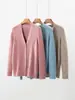 Nuevo cárdigan de cachemira multicolor de lunares para otoño e invierno para mujer, suéter de punto con cuello en V, mangas largas y corte holgado, prenda exterior
