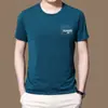 Camiseta Masculina 2022 Novo Estilo Lisa Seda de Gelo Secagem Rápida Manga Curta Malha Elástica Gola Redonda Fina Slim Fit Roupa Íntima