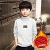 Y2018 # Nova Camisa de Meia-Gola para Meninos Outono e Inverno Camiseta Térmica para Crianças Top de Veludo para Bebê Menino