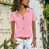 2026Ebay Aliexpress Wish Amazon Europeo y Americano Verano y Otoño Nuevas Camisas de Mujer con Solapa Camisas de Manga Corta para Mujer