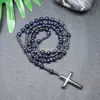 Amazonas Piedra Natural Colgante de Cruz Collar Piedra Ojo de Tigre Cruz Vesícula Biliar de Hierro Rosario para Hombres Collar Venta al por Mayor