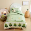 Conjunto de Roupa de Cama Infantil de Algodão Grau A com Desenhos Animados, Amigo da Pele e Respirável, Conjunto de Três Peças 100% Algodão para Bebês e Crianças Pequenas, Capa de Colcha para Creche