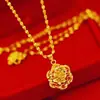 Colgante Popular de Flor de Peonía para Mujer, Chapado en Oro, Cadena para Clavícula Duradera y que No se Desvanece, Venta al por Mayor