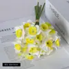 Paquete Transfronterizo de 6 Tallos de Narcisos Artificiales, Ramo Atado a Mano, Flores Artificiales, Decoración de Flores de Seda para Sala de Estar, Flores Falsas