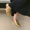 Primer Encuentro 2026 Otoño Estilo Retro Francés Punta Puntiaguda Mary Jane Zapatos de Piel para Mujer, con Tiras de Tacón Bajo Poco Profundo
