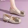Sapatos Mary Jane com Uma Tira Única, Corte Baixo, Estilo Novo Versátil, Laço, Strass, Sapatilhas para o Trabalho