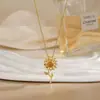 Colar para Mulheres, Flor de Zircônia Bauhinia Giratória da Moda Nicho Moda Novo Design Pingente Titânio Aço Colar de Temperamento