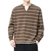 Ropa para Hombre Fengshe / 2026 Primavera y Otoño Nueva Sudadera Rayada Retro Americana Holgada Falsa de Dos Piezas para Hombre