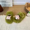 Pantuflas de Felpa Cálidas para Otoño e Invierno para Mujer, Pantuflas de Felpa con Corazones a Cuadros, Suela Gruesa Antideslizante, Versátiles para Usar al Aire Libre, Pantuflas de Punta Abierta