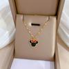 [Acero de titanio de cuerpo completo] Lujo Ligero Mickey Mouse Minimary Horno Collar de Oro Real para Mujer Cadena de Clavícula Ins Celebridad Cibernética Accesorios