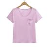 2024 Nova Tencel U-neck Micro-transparente Camiseta de manga curta Feminina Verão Básico Simples All-match Slim-fit Base Top Trendy