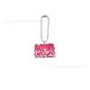 Estilo Femenino Rosa Cadena de Cuentas de Corazón de PVC Encanto Llavero de Estrella con Lazo Accesorio para Bolso Colgante Pequeño Regalo