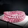 Pulseira de Cristal de Morango Redonda com Múltiplos Círculos 6mmdiy para Mulheres Três Círculos Fresca Fashion Generosa Simples Joia