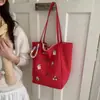 Bolsa de Hombro Rayada para Mujer, Estilo Coreano, Estilo Perezoso Ins, Bolsa Versátil de Doble Cara, Gran Capacidad para Estudiantes, Viajes al Trabajo, Bolso de Hombro Casual