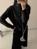 Suéter grueso vintage moderno y único para mujer, otoño e invierno, cárdigan de punto con cuello semi-alto para usar en capas