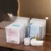 Caixa de armazenamento portátil nova e prática para máscaras faciais, organizador de mesa transparente compartimentado para skincare e batom para uso no banheiro