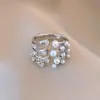 Anel Aberto Redondo em Forma de Estrela Banhado a Ouro Real, Toque de Luxo Leve e de Alta Qualidade, Anel para Dedo Indicador, Joia Versátil Exquisita, Design de Nicho