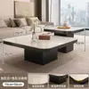 Conjunto de mesa de centro quadrada ecológica de cor principal preto e branco de ardósia de alta qualidade estilo italiano para sala de estar de apartamento pequeno