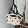 Bolsa feminina de camurça 2026 nova verão vintage Maillard bolinhas cesta bolsa de mão bolsa de ombro transversal