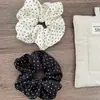 Scrunchie Retro Preto e Branco com Bolinhas Estilo Francês para Mulheres, Elástico para Coque, Faixa de Cabelo Elegante, Acessório de Cabelo Simples