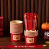Tazones de Papel Rojos Desechables para Fiesta de Inauguración de Casa Mudándose a una Casa Nueva Buena Suerte Juego de Vasos de Papel Engrosados Tazones y Palillos para el Hogar