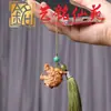 Colgante de Incienso de Sándalo Verde Tallado Hueco con Forma de León y Borla, Difusor de Aroma para Coche DIY, Colgante de Campana para Pareja