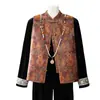 Novo conjunto de mãe estilo chinês com jaqueta colete de veludo dourado, novo modelo 2026, conjunto tradicional chinês de três peças de alta qualidade para mulheres de meia-idade e idosas