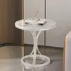 Mesa de Centro Pequena de Ardósia de Luxo Leve, Mesa Lateral, Mesa de Canto para Sofá de Sala de Estar em Mármore, Mesa Redonda Pequena Móvel Simples para Varanda, Gabinete Lateral