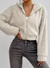 Exportación Transfronteriza Europea y Americana Ropa de Mujer Elegante Casual Cremallera Corta con Capucha de Felpa Chaqueta Cardigan Chaqueta Sudadera de Piel