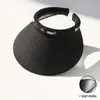 Sombrero Negro de Ala Ancha para Mujer con Protección Solar, Visera de Sol para Verano con Protección UV, Sombrero de Paja para Ciclismo y Playa, Sombrero de Sol para Sombra