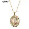 WT-MN983 venta caliente de exportación color micro incrustado circonita concha ovalada colgante collar ajustable accesorios para niña