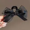 Pinza para el Cabello Negra Estilo Hepburn con Lazo Grande, Accesorio para el Cabello de Celebridad de Internet de Alto Nivel, Pinza de Tiburón para la Parte Posterior de la Cabeza
