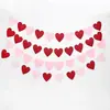 Banner Día de San Valentín Fieltro Rojo Forma de Corazón Corona Decoración DIY Fiesta Familiar Aniversario Accesorios Bandera de Boda