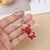 Llavero de Acrílico de Perro Rojo Maligno de Douyin de Moda, Colgante para Mochila de Estudiante, Decoración Divertida para Jóvenes