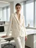 Comercio exterior transfronterizo de Amazon más vendido ropa de mujer otoño 2026 blazer jacquard suave blanco roto, chaqueta de trabajo de corte holgado y favorecedor