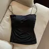 Camisola plisada para chica atractiva con copas para mujer, adecuada tanto para llevar por dentro como por fuera, con espalda bonita y tirantes finos, top base adelgazante para mujer en verano