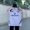 Camiseta Retrô Estilo Americano High Street Manga Curta Masculina Ins Costura Solta Estampa de Motocicleta Camisa Polo para Casais Branco Preto