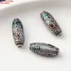 Plata Esterlina S925 Cuentas Dzi Pez Pequeño Cuentas Cubo Colgante Coliflor Accesorios Retro Viejo DIY Material para Abalorios Hecho a Mano