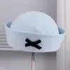 Moda Coreana Sombrero de Marinero Rayado Fresco con Decoración de Lazo para Viajes al Aire Libre Fotografía Callejera Bonito Cómodo Boina