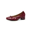 Zapatos de Trabajo Elegantes de Piel de Vaca Suave con Lazo para Viajes al Trabajo 2026 Otoño Tacón Medio Grueso Punta Redonda Piel Genuina Planos Bajos para Mujer