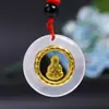 Colgante de jade con incrustaciones de oro calcedonia ágata con incrustaciones de oro para correr a tiempo Guanyin Buda hombres y mujeres parejas tienda de oro regalos