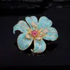 Broche Elegante de Flor Turquesa Azul de Alta Gama Zircón Corsé de Vestido de Noche de Lujo Accesorios de Ropa de Lujo Accesible