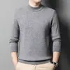 Suéter grueso de color liso para invierno para hombres Puyuan, para hombres de mediana edad y jóvenes, suéter engrosado 100% lana pura con cuello medio alto, ropa para hombre