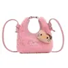 Bolsa Infantil Invierno Nuevo Estilo Peluche Mini Bolsa para Niña Bordada Letra Bolso de Mano Bolsa para Labial Monedero Bolsa para Mujer