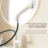 Nuevo grifo para lavabo blanco estilo crema, doble función para agua caliente y fría, tipo extraíble para tocador y gabinete de baño