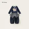 Colección de Ropa Casual InfantilConjunto de Dos Piezas Sudadera con Estampado de Gato y Pantalones Jogger de Color Sólido para Primavera y Otoño Ropa Deportiva para Niñas