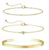 Nuevo Pulsera de Oro de 14K Estilo Ins de Amazon Pulsera de Zirconia Cadena de Perlas Millet Pulsera de Tres Piezas Tendencia Elegante