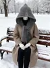 Pasamontañas Transfronterizo para Mujer, Bufanda con Gorro de Lana Cálido de Invierno, Capucha de una Pieza, Protector de Hombros, Bufanda para el Cuello, Gorro de Punto