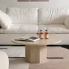 Mesa de centro estilo wabi-sabi patrón de mármol redonda diseñador imitación piedra francesa losa mesa de café y té base hexagonal mesa de té